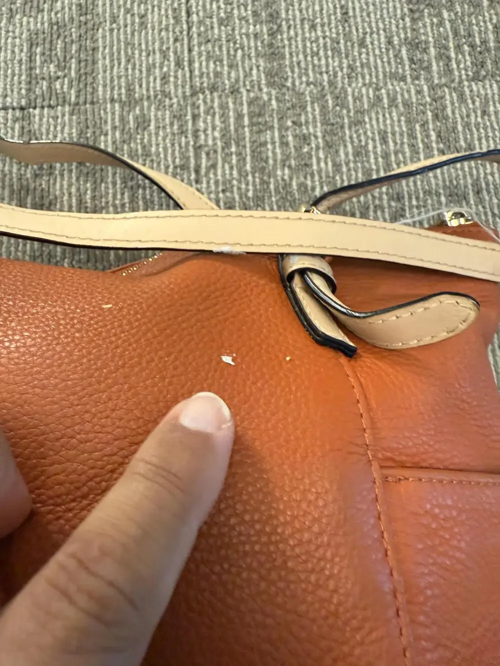 Michael Kors Pebbled Leather Tote Bag Womens Large Orange Shoulder Top Zip MK